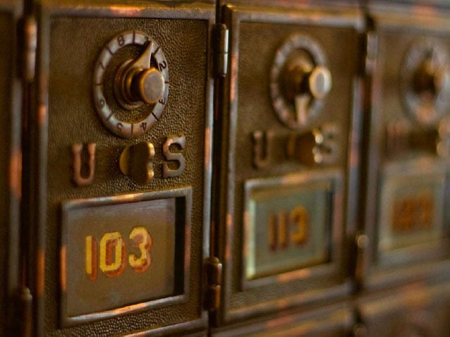 Old PO boxes rusted from age